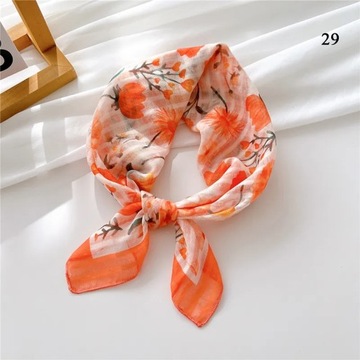 Cotton Linen Neck Scarf For Women Colorful Floral Handkerchief Small