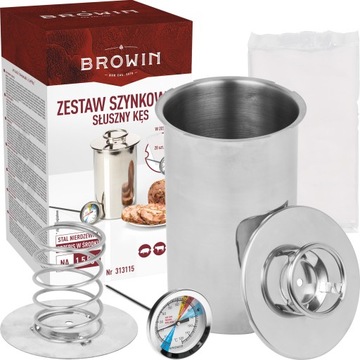 Szynkowar garnek termometr worki zestaw Browin Stal 1,5KG