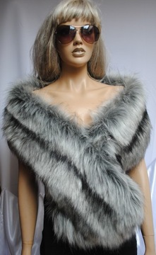 CUDNY SZAL narzutka ETOLA futrzana SREBRZYSTY