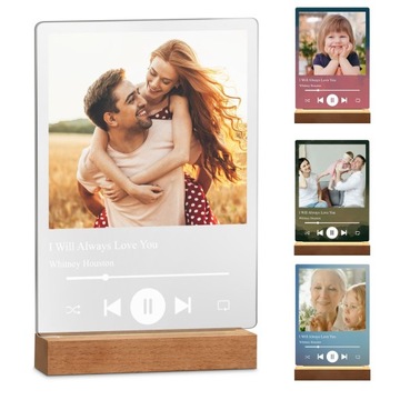 Ramka Zdjęcie na Szkle Lampka Nocna LED 3D XL Piosenka Spotify Prezent