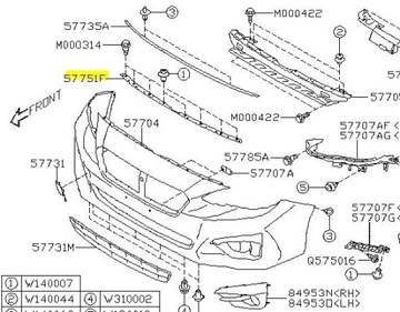 LIŠTA KOVOVÝ NÁRAZNÍKU SUBARU IMPREZA XV 2016-