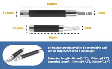 2 шт. выдвижная головка с шестигранным хвостовиком 1/4 дюйма, магнитный держатель бит отвертки