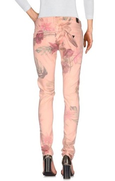 Spodnie GUESS JEGGING damskie w kwiaty różowe W25