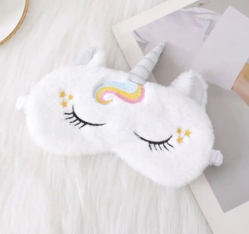 МАСКА ДЛЯ СНА ДЛЯ ГЛАЗ РАССЛАБЛЕНИЕ БЕЛЫЙ ЕДИНОРОГ РАДУГА ПЛЮШ