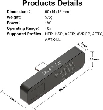 Адаптер Skull & Co AudioStick Bluetooth 5.0 PS5 PS4 Консоль Nintendo Switch