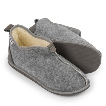 Ireshoes kapcie damskie filcowe szare wełna naturalna r39 Prezent dla Babci