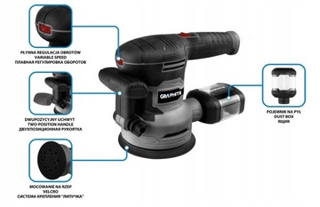 ЭКСЦЕНТРИЧЕСКАЯ ШЛИФОВАЛЬНАЯ МАШИНА С ГРАФИТОМ 450 Вт 125/150 мм PEX 6XPAPIER CASE 59G349