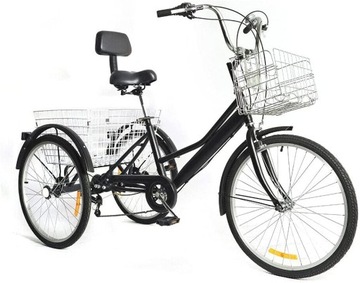 3-КОЛЕСНЫЙ ВЕЛОСИПЕД ДЛЯ ВЗРОСЛЫХ 3-КОЛЕСНЫЕ 24 ФУТА, 6 ПЕРЕДАЧ