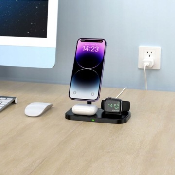 TECH-PROTECT QI15W-A22 3В1 МАГНИТНОЕ БЕСПРОВОДНОЕ ЗАРЯДНОЕ УСТРОЙСТВО MAGSAFE, ЧЕРНОЕ