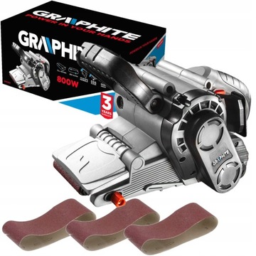 GRAPHITE SZLIFIERKA TAŚMOWA SIECIOWA PAS BEZKOŃCOWY 800W + 3 taśmy 59G392