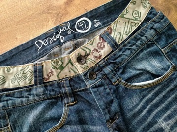 DESIGUAL - unikatowe jeansy damskie szerokie nogawki 42