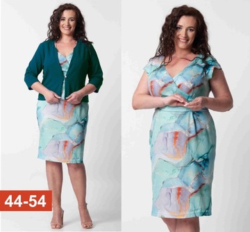 Kopertowa Sukienka na wesele uroczystość PLUS SIZE 46 XXXL