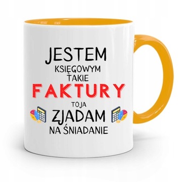 KUBEK ŻÓŁTY PREZENT DLA KSIĘGOWEJ KSIĘGOWEGO z Nadrukiem ze Zdjęciem