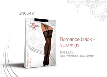 Romance black czarne pończochy z koronką L/XL Beau