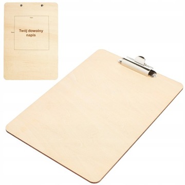 CLIPBOARD DREWNIANY A5 Z KLIPSEM GRAWER LOGO KLIP PODKŁADKA BEŻOWA
