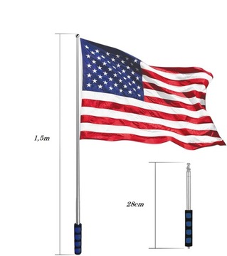 ТЕЛЕСКОПИЧЕСКИЙ ИНДИКАТОР ФЛАГОВОЙ МАЧТЫ, РЕГУЛИРУЕМАЯ ДЛИНА, ВЫДВИЖНАЯ 150 см XXL