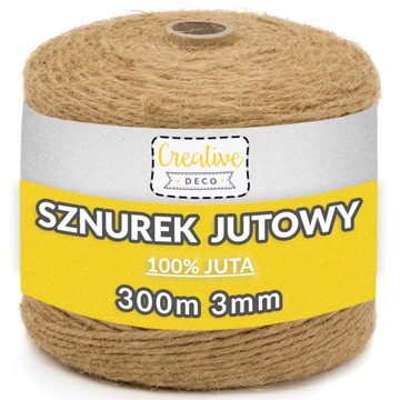 Sznurek jutowy ozdobny naturalny do pakowania ogrodu rzemiosła 3mm 300m