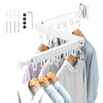 ВЕШАЛКА НАСТЕННАЯ ДЛЯ ОДЕЖДЫ БЕЛАЯ, ТРИ СКЛАДНАЯ