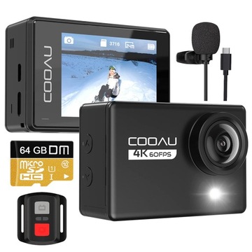 СПОРТИВНАЯ КАМЕРА, 24 МП, WIFI, 4K, 60 кадров в секунду, GO PRO, аккумулятор, 64 ГБ, КАРТА