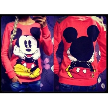 Bluza damska czerw sweter Myszka Miki Mickey 2 XXL
