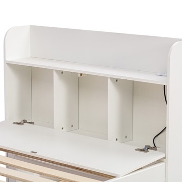 Многофункциональная односпальная кровать из массива дерева с USB-розеткой и выдвижными ящиками.