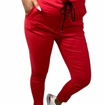 S403 SPODNIE GNIECIONE WIĄZANE GŁADKIE CZERWONE r. 48 (4XL)
