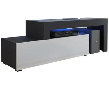 Komoda Szafka RTV ROZSUWANA 108-200 czarny mat LED
