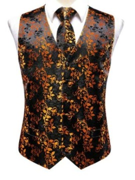 KOMPLET MĘSKI KRAWAT I KAMIZELKA WZORZYSTA XL ŁMA