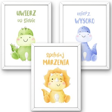 OBRAZKI NA ŚCIANĘ POKOJU DZIECIĘCEGO DINOZAURY A4