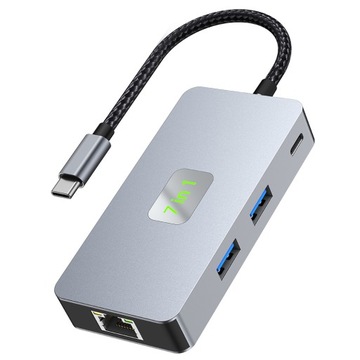 2402 Multi-Port Type-C Hub Adapter to 2xUSB 3.2+HD+2xCard Reader+PD 100W