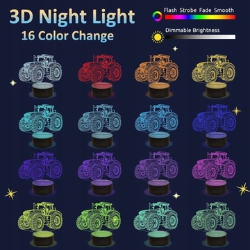 3D светодиодный тракторный ночник с гравировкой имени на пульте дистанционного управления