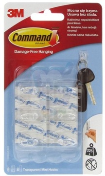 Крючки самоклеящиеся Command, бесцветные, маленькие, 6 шт.