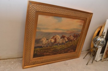 ЛОШАДИ НА СКАКУ - ЖИВОПИСЬ ЛОШАДЕЙ НА ХОЛСТЕ 160Х130СМ