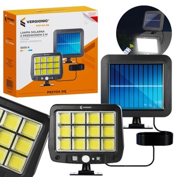 Галогенная светодиодная солнечная лампа с кабелем датчика движения и сумерек длиной 5 м