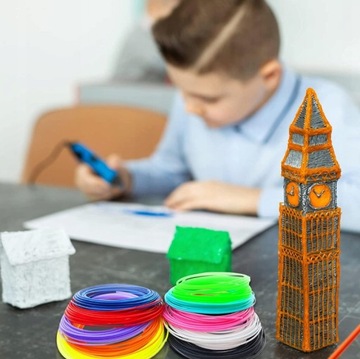 СИНЯЯ 3D РУЧКА ДЛЯ ДЕТСКОГО ПРИНТЕРА БОЛЬШОЙ НАБОР + 200 М КАРТРИДЖЕЙ