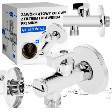 Zawór KĄTOWY Kulowy 1/2x1/2 Odcinający Baterii Pralki Zmywarki FILTR DŁAWIK