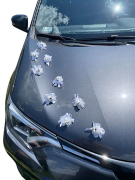 Dekoracja samochodu ozdoba auto ślub kwiaty biel