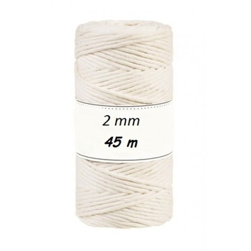 Sznurek bawełniany do makramy naturalny 45m 2mm