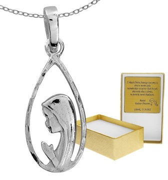 DELIKATNY MEDALIK Z MATKĄ BOSKĄ SREBRO 925 CHRZEST