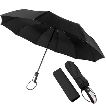 SOLIDNY PARASOL PARASOLKA SKŁADANA AUTOMAT UNISEX 10 DRUTÓW POKROWIEC