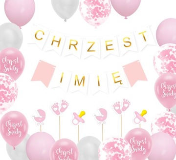 Dekoracje balony ozdoby zestaw balonów CHRZEST