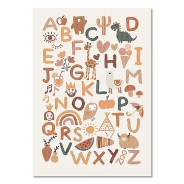 20x30 Obraz plakat Alpaca Sun Rainbow alfabet ABC ścienny na płótnie Nordic
