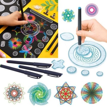 SPIROGRAF MEGA ZESTAW DO RYSOWANIA PISAKI NAUKA ZABAWA EDUKACJA RYSOWANIE