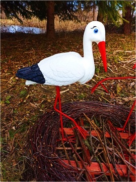 Декоративная садовая фигурка - 3 АИСТА + ГНЕЗДО