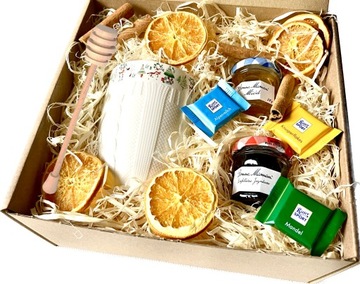 Рождественский подарок Красивый большой НАБОР Рождественский подарок Корзина Кружка Мед