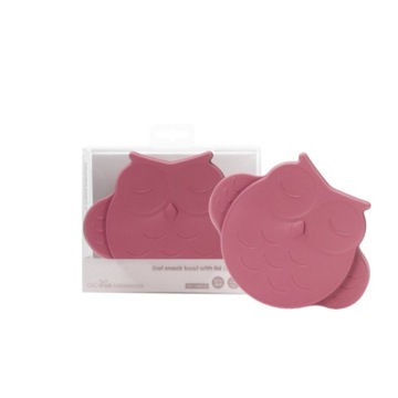 InnoGio Miseczka silikonowa z pokrywką sówka pink