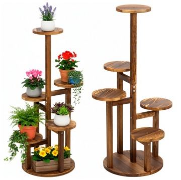 DREWNIANY KWIETNIK STOJAK NA KWIATY ROŚLINY 6 POZIOMÓW STOJĄCY REGAŁ LOFT