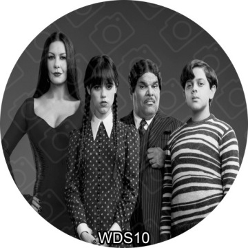 WEDNESDAY ADDAMS CAKE DECORATION Торт вафли сахарный принт 20 см