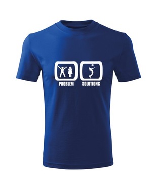 Koszulka T-shirt męska D588 PROBLEM ROZWIĄZANIE SIATKÓWKA niebieska rozm L