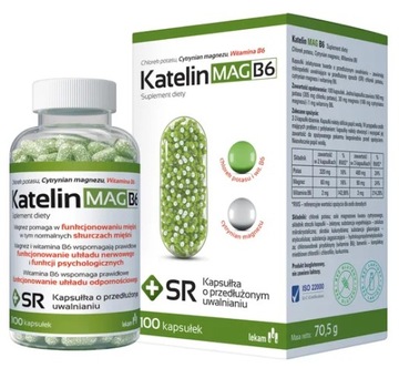Katelin MAG B6 Potas + Magnez B6 100 kapsułek